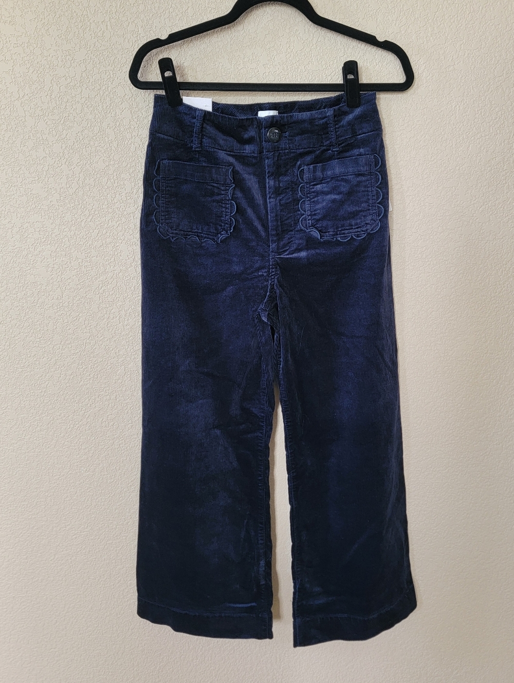 Anthropologie The Colette Scallop Pocket Corduroy Crop Wide-Leg Pants by Maeve
